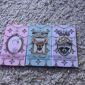 3 eyeshadow pallets and sparkley colors